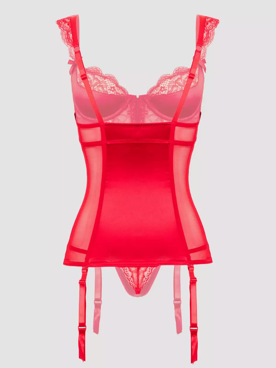 Lovehoney Plus Size Treasure Me Red Push-Up Basque Set