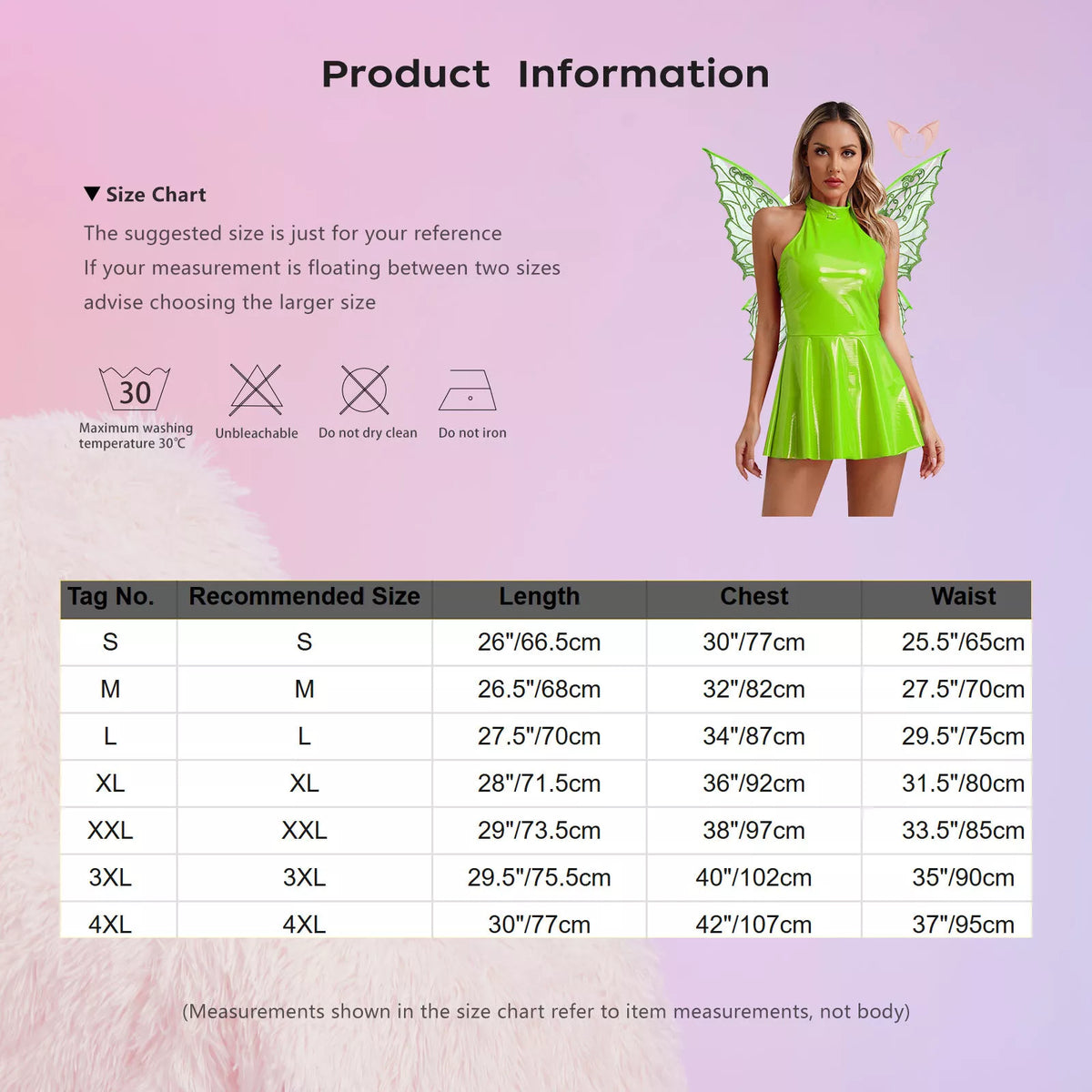 Women's Costume Shiny Halter Dress with Elf Ears And Butterfly Wings