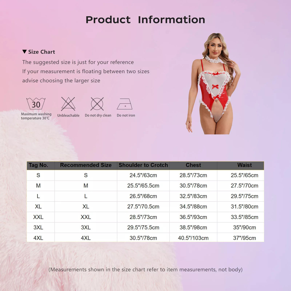 Women's Sexy Maid Costume Lingerie Teddy Crotchless Bodysuit with Lace Choker