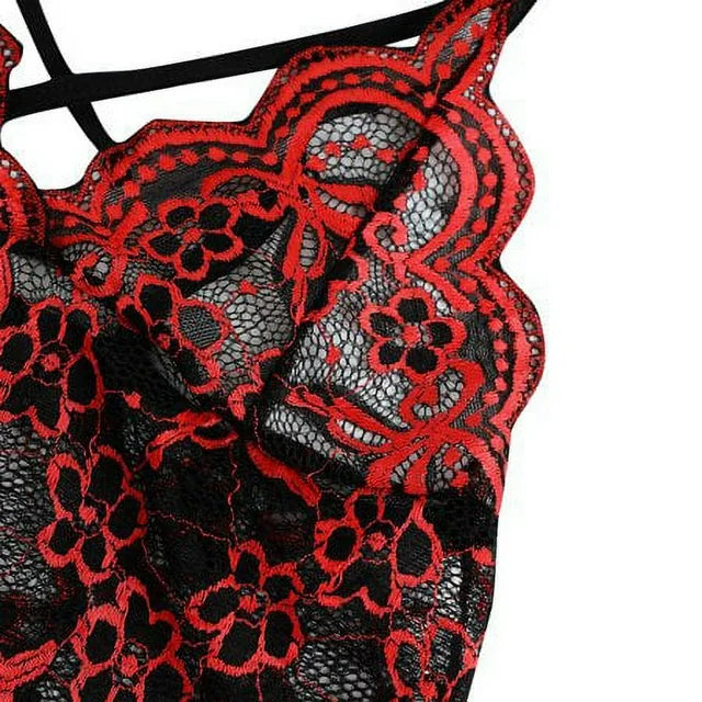 Plus Size Lingerie Set for Women， Sexy Cross Strappy Lace Up Bra Lace+High Waisted Underwear Panty