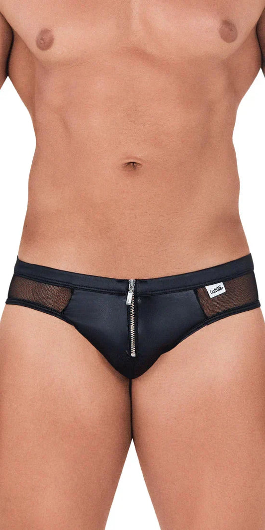 Zipper-mesh Bikini Black
