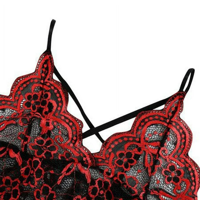 Plus Size Lingerie Set for Women， Sexy Cross Strappy Lace Up Bra Lace+High Waisted Underwear Panty