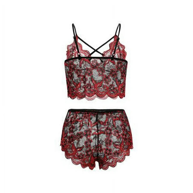 Plus Size Lingerie Set for Women， Sexy Cross Strappy Lace Up Bra Lace+High Waisted Underwear Panty