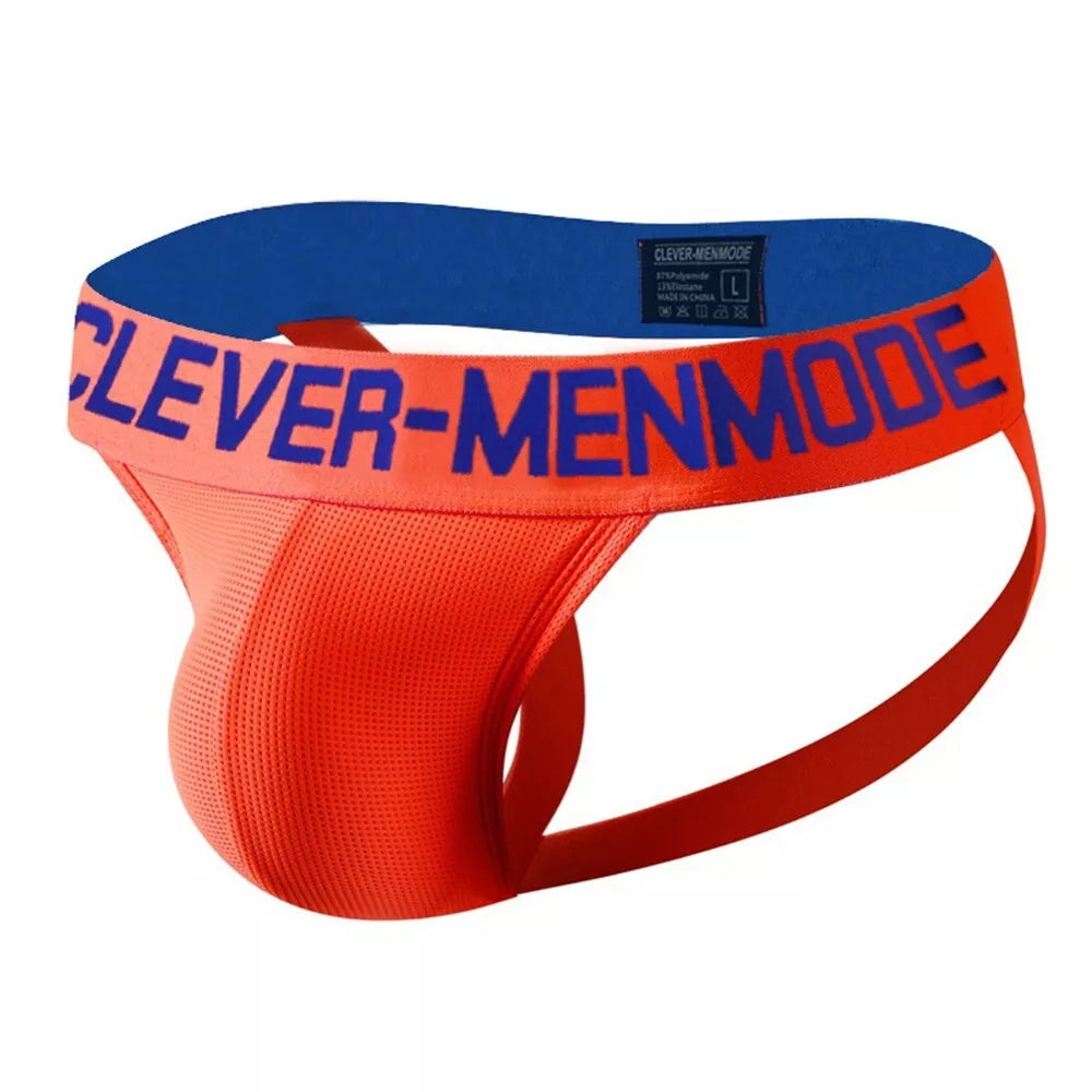 Fashionable Men's Jock Strap Underwear U Pouch Panties (White Green Orange)
