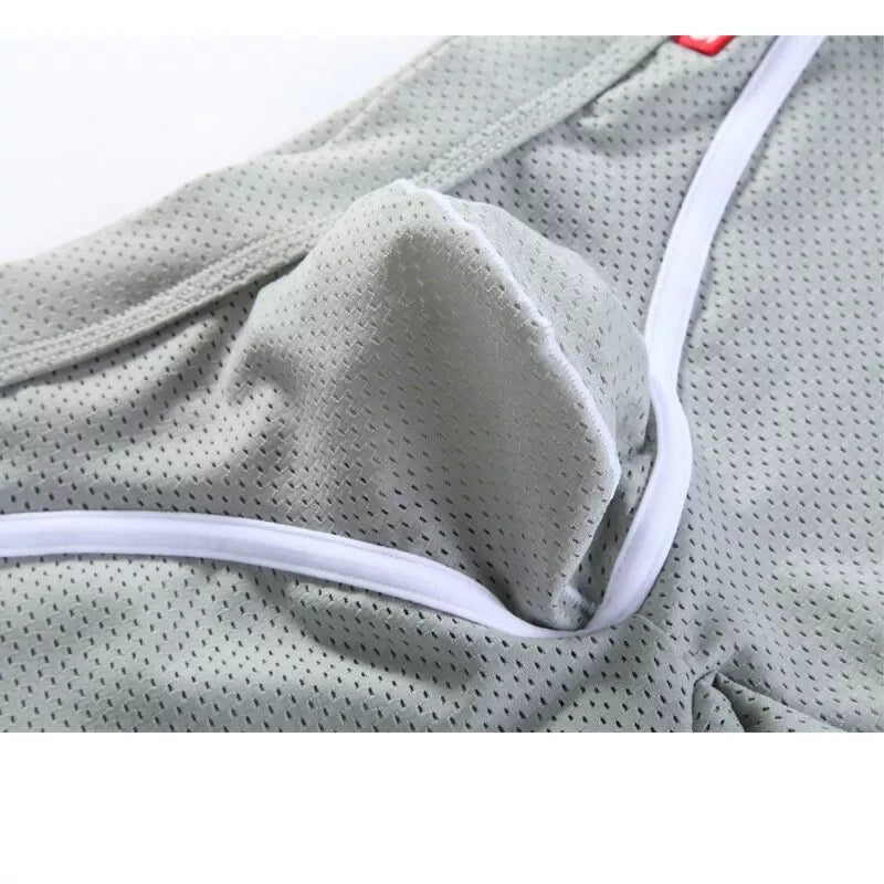 Men's Boxer Briefs Sexy Underwear Trunks Breathable U Pouch Mesh Men's Panties