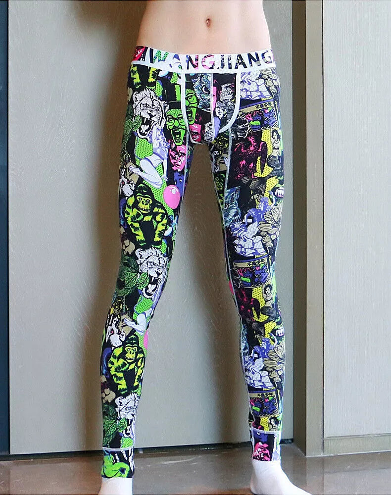 New men's Low waist camouflage Pants Long John Cotton underwear leggings