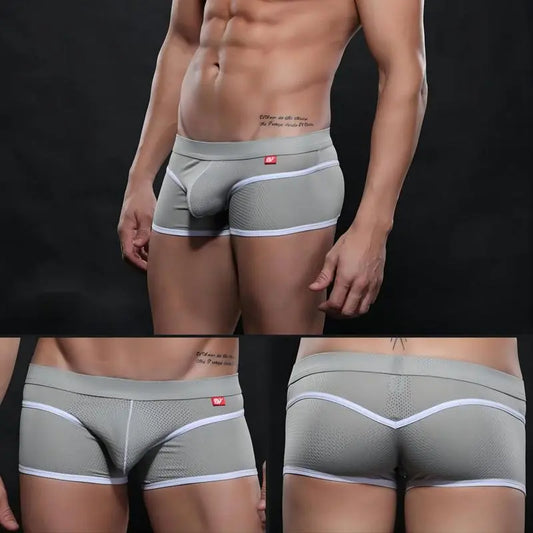 Men's Boxer Briefs Sexy Underwear Trunks Breathable U Pouch Mesh Men's Panties