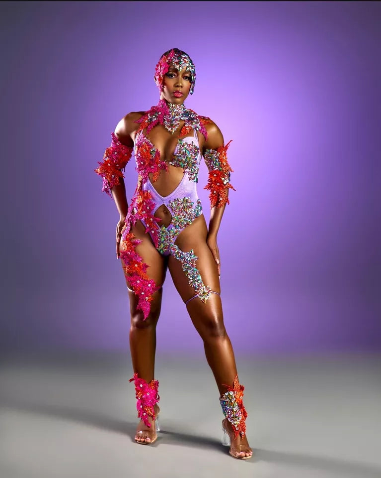 Caribbean Carnival Costume Monday Wear Brazil Purple Women Samba Sexy