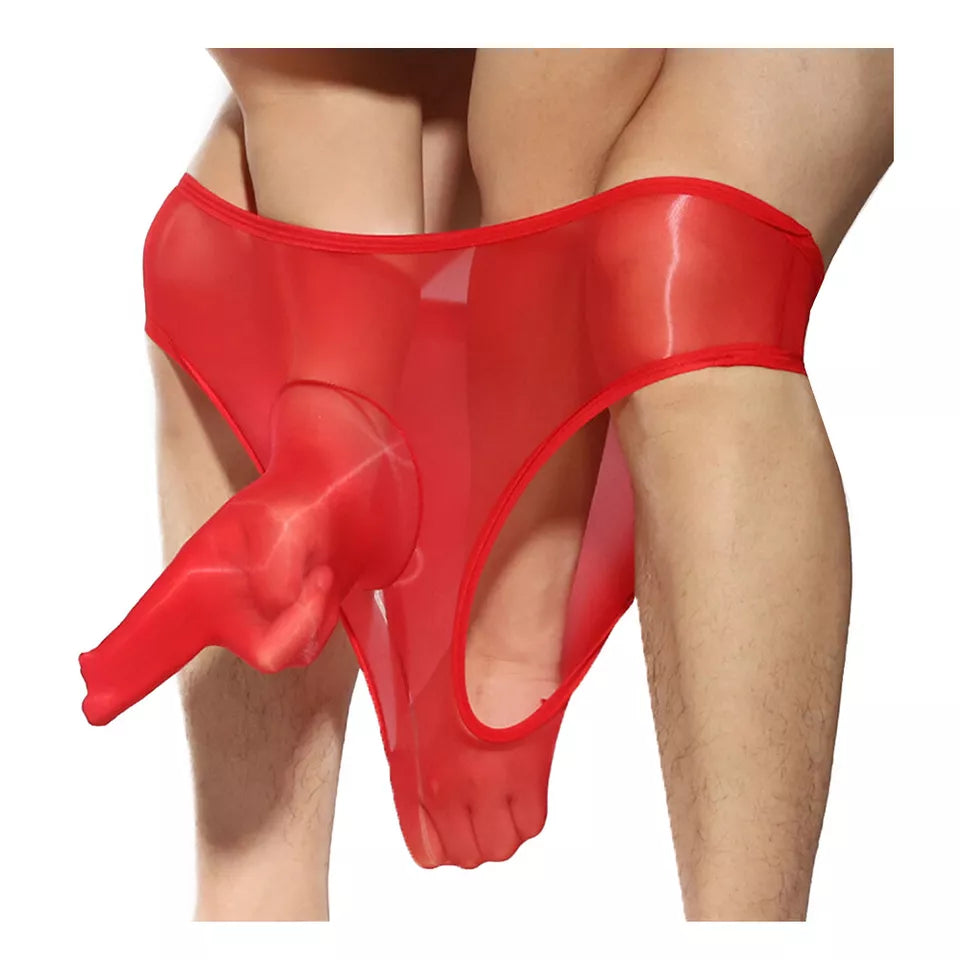 Mens Glossy Panties Low Rise Briefs Underpants Bulge Pouch Underwear Swimwear