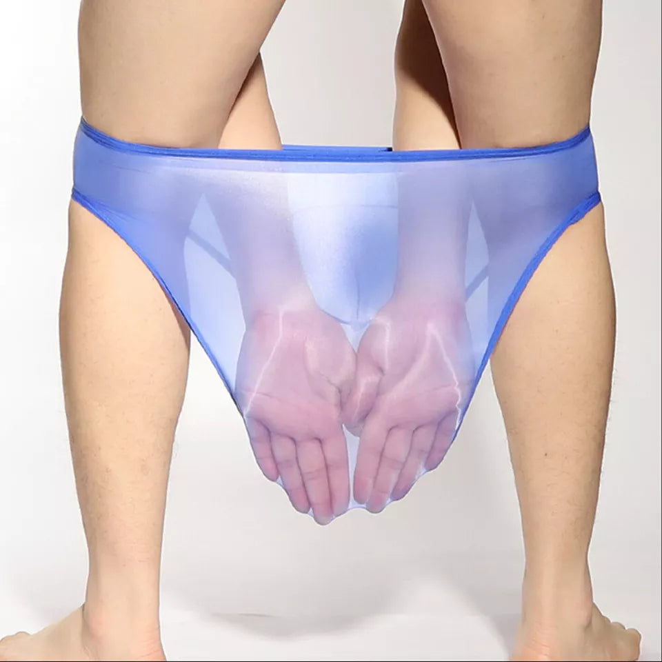 Mens Glossy Panties Low Rise Briefs Underpants Bulge Pouch Underwear Swimwear